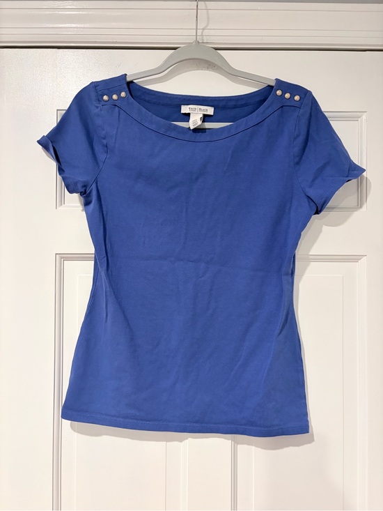 White House Black Market Tops - White House Black Market Royal Blue Short Sleeve Top with Shoulder Studs